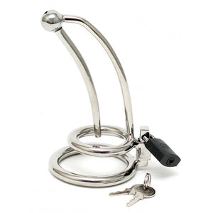 Chastity Penis Lock Curved With Urethral Tube Bondage Gear > Cock and Ball Bondage 4.5 Inches, Cock and Ball Bondage, Male, NEWLY-IMPORTED, Stainess Steel - So Luxe Lingerie