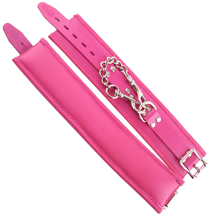 Rouge Garments Wrist Cuffs Padded Pink Bondage Gear > Restraints 11 Inches, Both, Leather, NEWLY-IMPORTED, Restraints - So Luxe Lingerie