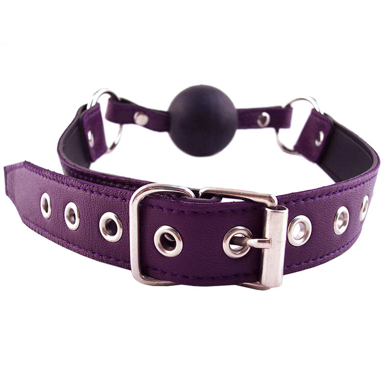 Rouge Garments Ball Gag Purple Bondage Gear > Gags and Bits Both, Gags and Bits, Leather, NEWLY-IMPORTED - So Luxe Lingerie