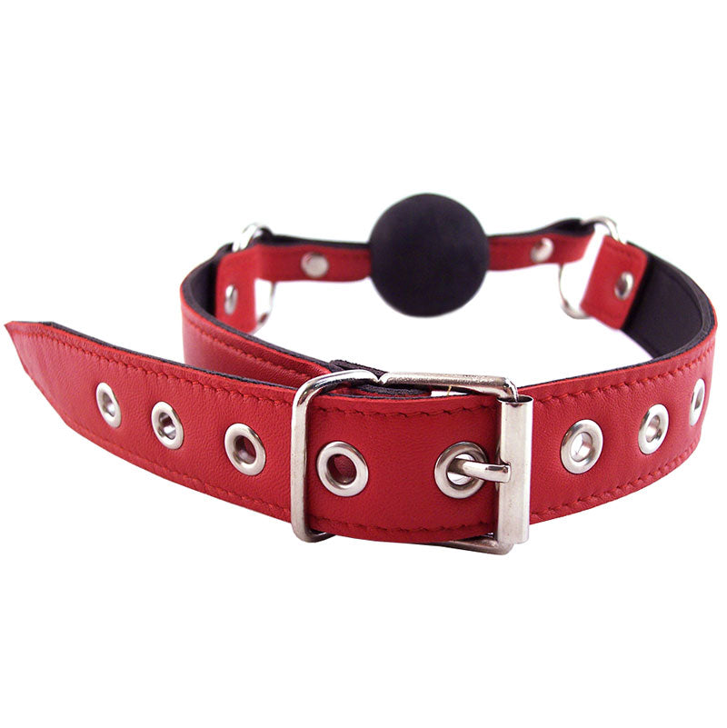 Rouge Garments Ball Gag Red Bondage Gear > Gags and Bits Both, Gags and Bits, Leather, NEWLY-IMPORTED - So Luxe Lingerie