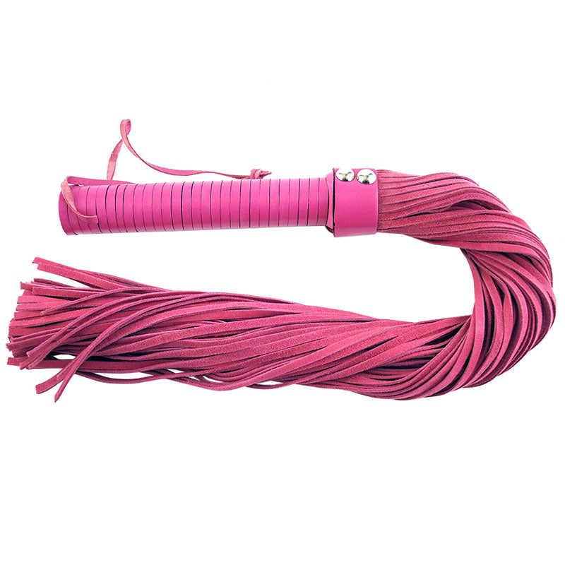 Rouge Garments Pink Suede Flogger Bondage Gear > Whips 27 Inches, Both, NEWLY-IMPORTED, Suede, Whips - So Luxe Lingerie
