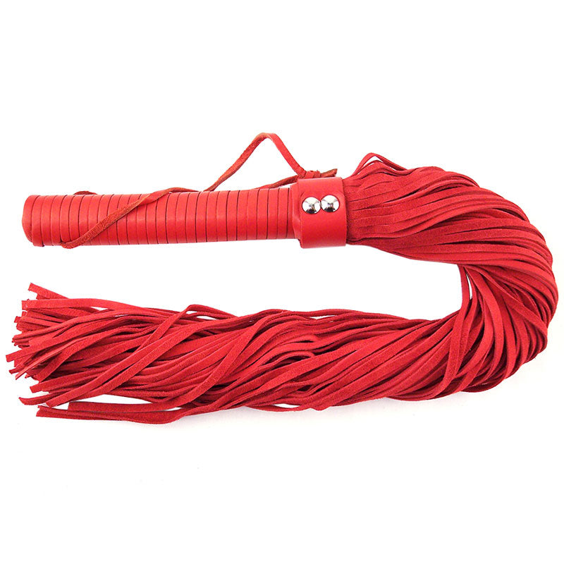Rouge Garments Red Suede Flogger Bondage Gear > Whips 27 Inches, Both, NEWLY-IMPORTED, Suede, Whips - So Luxe Lingerie