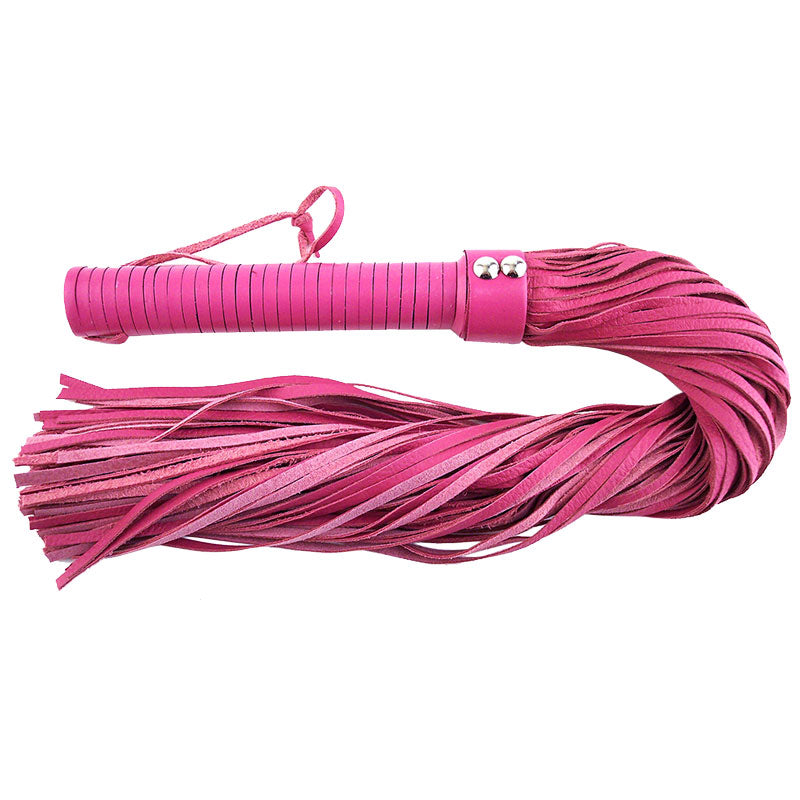 Rouge Garments Large Pink Leather Flogger Bondage Gear > Whips 27 Inches, Both, Leather, NEWLY-IMPORTED, Whips - So Luxe Lingerie