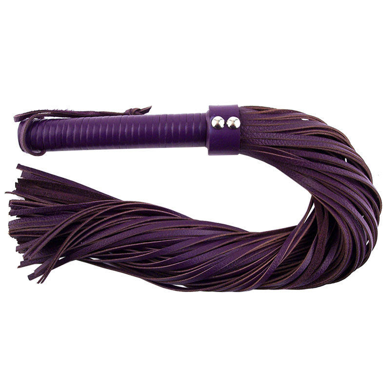 Rouge Garments Large Purple Leather Flogger Bondage Gear > Whips 27 Inches, Both, Leather, NEWLY-IMPORTED, Whips - So Luxe Lingerie