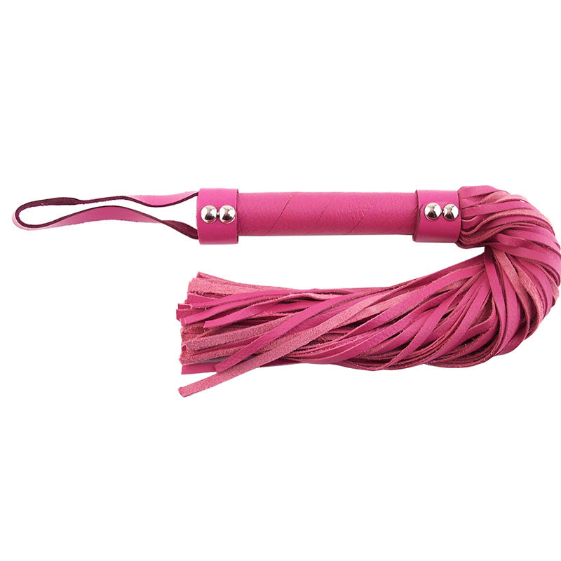 Rouge Garments Pink Leather Flogger Bondage Gear > Whips 21 Inches, Both, Leather, NEWLY-IMPORTED, Whips - So Luxe Lingerie