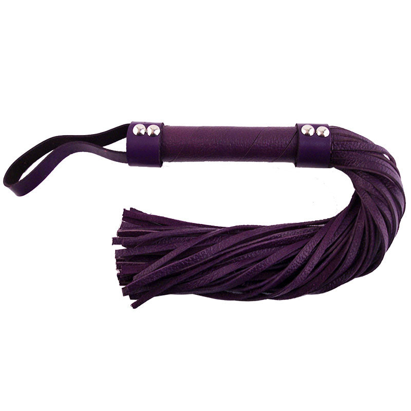 Rouge Garments Purple Leather Flogger Bondage Gear > Whips 21 Inches, Both, Leather, NEWLY-IMPORTED, Whips - So Luxe Lingerie