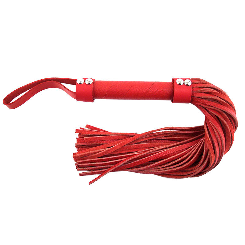 Rouge Garments Red Leather Flogger Bondage Gear > Whips 21 Inches, Both, Leather, NEWLY-IMPORTED, Whips - So Luxe Lingerie