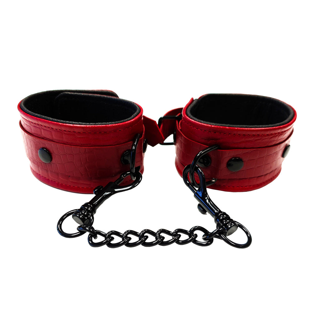 Rouge Garments Leather Croc Print Ankle Cuffs Bondage Gear > Restraints Both, NEWLY-IMPORTED, Restraints - So Luxe Lingerie
