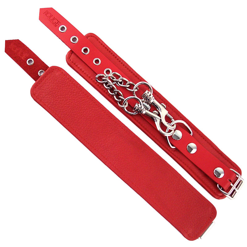 Rouge Garments Wrist Cuffs Red Bondage Gear > Restraints 11 Inches, Both, Leather, NEWLY-IMPORTED, Restraints - So Luxe Lingerie