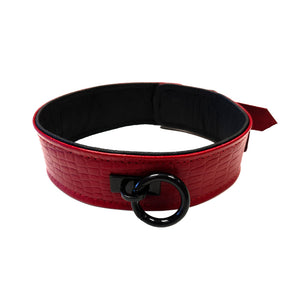 Rouge Garments Leather Croc Print Collar Bondage Gear > Collars Both, Collars, NEWLY-IMPORTED - So Luxe Lingerie