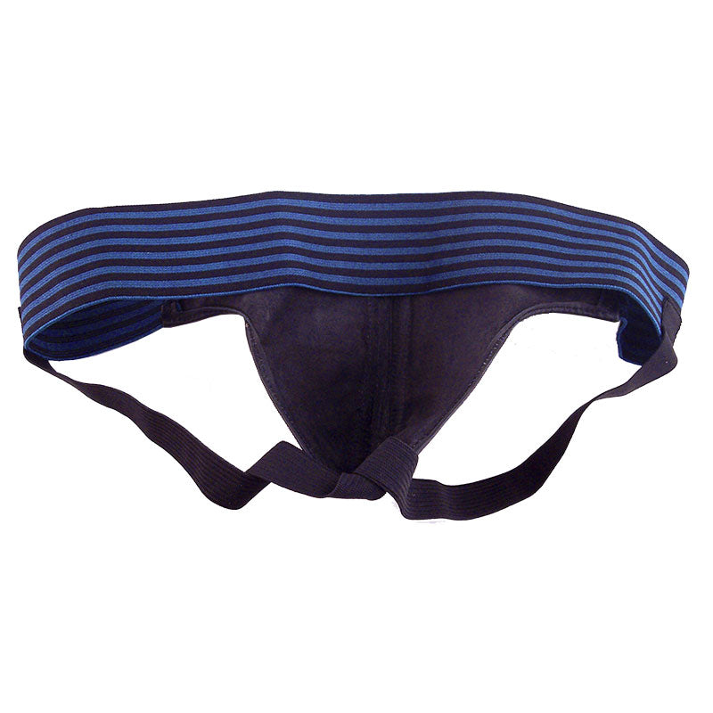 Rouge Garments Jock Black And Blue Clothes > Sexy Briefs > Male Leather, Male, NEWLY-IMPORTED - So Luxe Lingerie