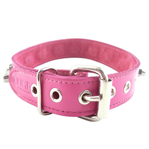 Rouge Garments Pink Nut Collar Bondage Gear > Collars 19 Inches, Both, Collars, Leather, NEWLY-IMPORTED - So Luxe Lingerie