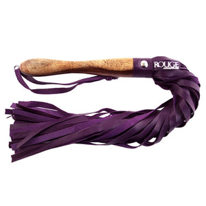 Rouge Garments Wooden Handled Purple Leather Flogger Bondage Gear > Whips 23 Inches, Both, Leather, NEWLY-IMPORTED, Whips - So Luxe Lingerie