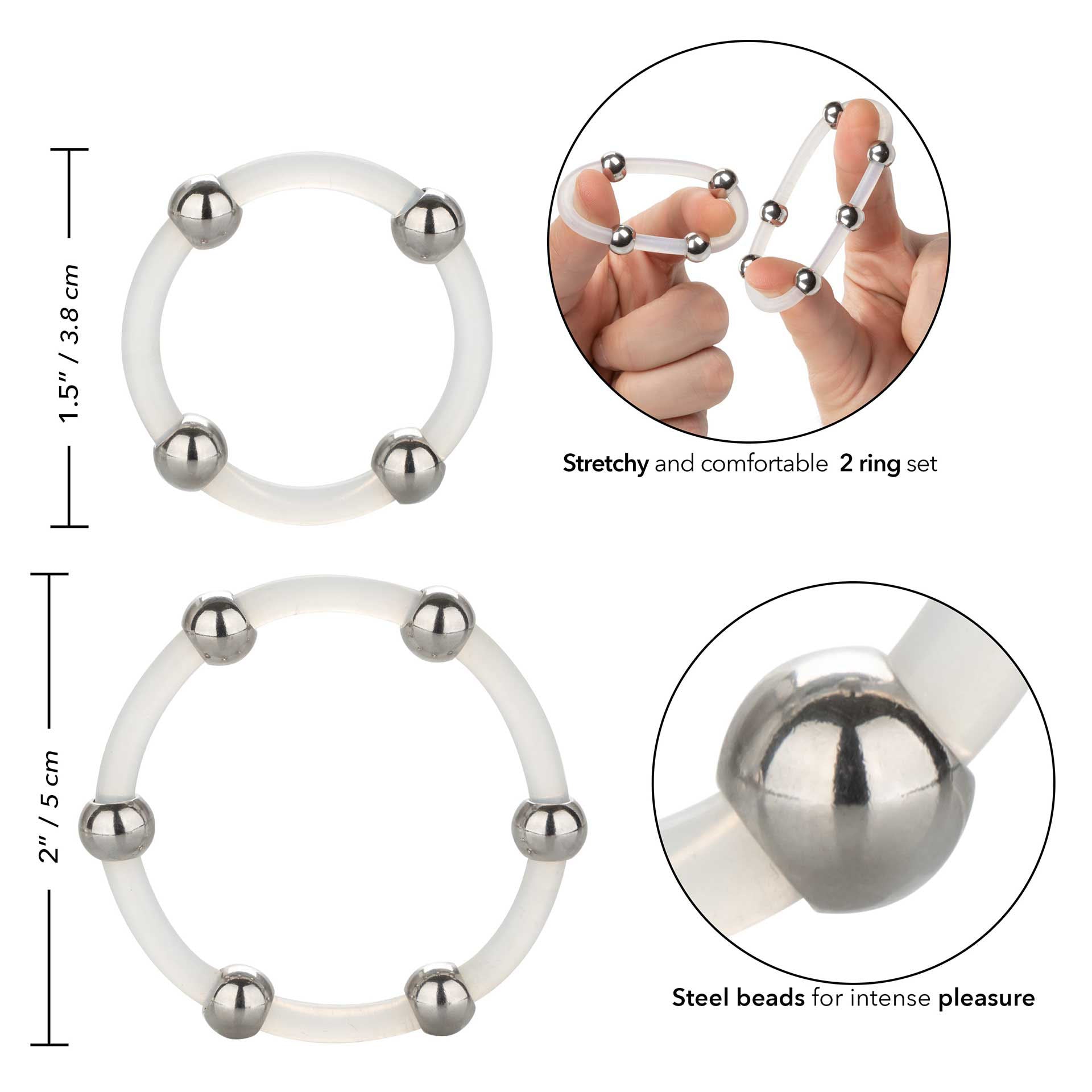 Steel Beaded Silicone Ring Set > Sex Toys For Men > Love Rings Love Rings, Male, NEWLY-IMPORTED, Silicone - So Luxe Lingerie