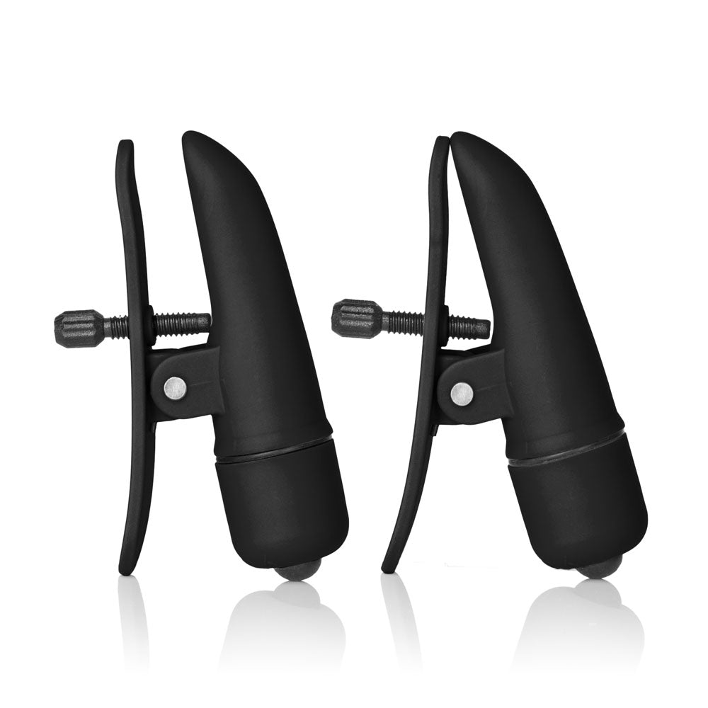 Nipplettes Vibrating Black Nipple Clamps Sex Toys > Sex Toys For Ladies > Nipple Vibrators 2.75 Inches, Both, NEWLY-IMPORTED, Nipple Vibrators, Smooth Coated Plastic - So Luxe Lingerie