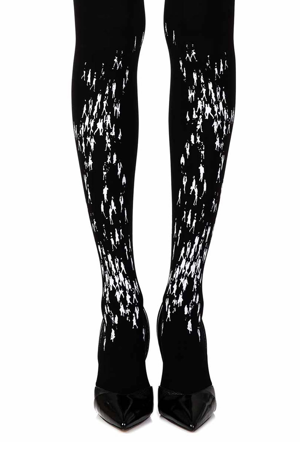 Zohara “Walking By” Black Print Tights  Hosiery, NEWLY-IMPORTED, Tights, Zohara - So Luxe Lingerie