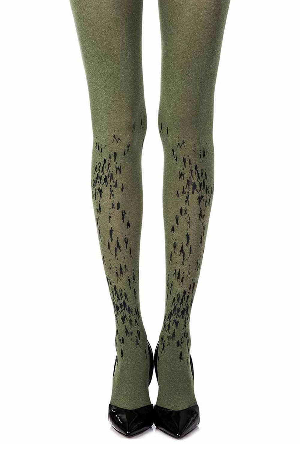 Zohara “Walking By” Green Print Tights  All Offers, Hosiery, NEWLY-IMPORTED, Tights, Zohara - So Luxe Lingerie