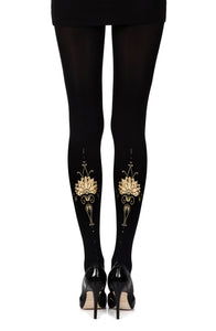 Zohara “Egyptian Goddess” Black Print Tights  Hosiery, NEWLY-IMPORTED, Tights, Zohara - So Luxe Lingerie