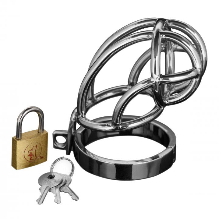 Captus Stainless Steel Locking Chastity Cage Bondage Gear > Male Chastity Male, Male Chastity, NEWLY-IMPORTED, Stainess Steel - So Luxe Lingerie