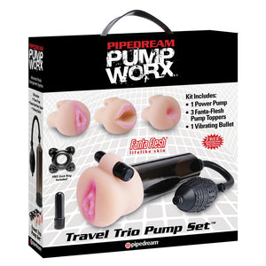 Pump Worx Travel Trio Set Masturbator Sex Toys > Sex Toys For Men > Vibrating Vaginas 8 Inches, Male, NEWLY-IMPORTED, Realistic Feel, Vibrating Vaginas - So Luxe Lingerie