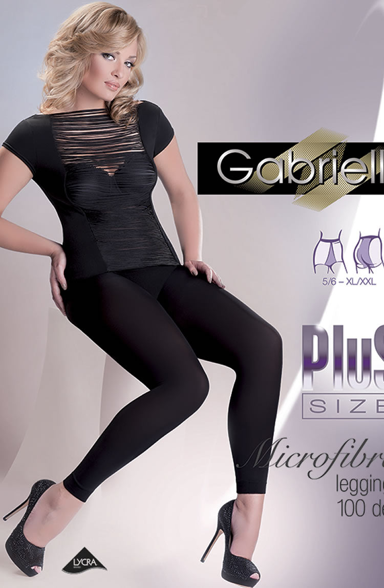 Gabriella Leggings Plus 163  Nero 5/6 (XX)  Gabriella, Hosiery, Leggings, NEWLY-IMPORTED, Plus Sizes - So Luxe Lingerie