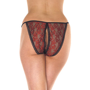 Red And Black Tanga Open Brief Clothes > Sexy Briefs > Female Female, NEWLY-IMPORTED, Polyester - So Luxe Lingerie