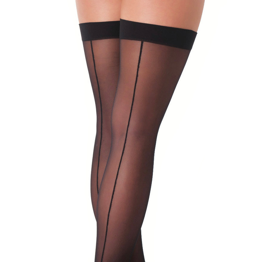 Black Sexy Stockings With Seem Clothes > Stockings Female, NEWLY-IMPORTED, Nylon, One Size, Stockings - So Luxe Lingerie