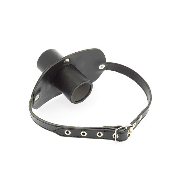 Leather Gag With Urine Tube Bondage Gear > Gags and Bits Both, Gags and Bits, Leather, NEWLY-IMPORTED, One Size - So Luxe Lingerie