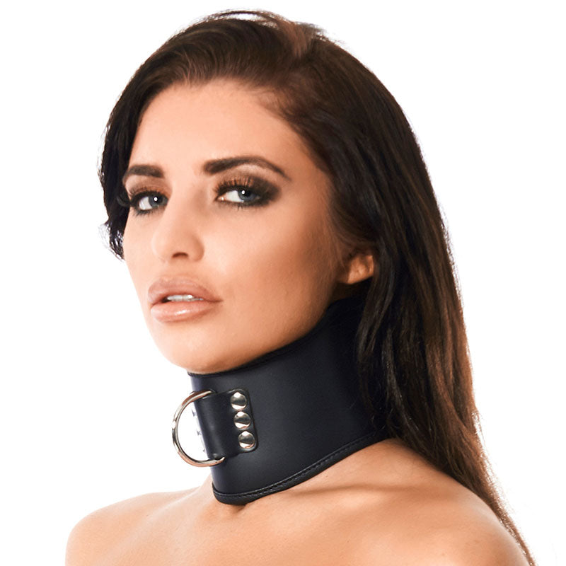 Leather Collar With Padlock Bondage Gear > Collars Both, Collars, Leather, NEWLY-IMPORTED - So Luxe Lingerie