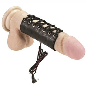 Rimba Electro Stimulation Leather Cock Sleeve Bondage Gear > Electro Sex Stimulation 3.9 Inches, Electro Sex Stimulation, Leather, Male, NEWLY-IMPORTED - So Luxe Lingerie