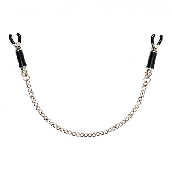 Silver Nipple Clamps With Chain Bondage Gear > Nipple Clamps Both, Chain 12 Inches, Metal, NEWLY-IMPORTED, Nipple Clamps - So Luxe Lingerie