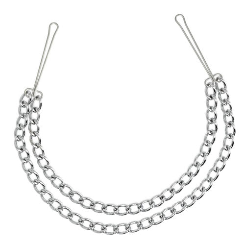 Silver Nipple Clamps With Double Chain Bondage Gear > Nipple Clamps 15.5 Inches, Both, Metal, NEWLY-IMPORTED, Nipple Clamps - So Luxe Lingerie