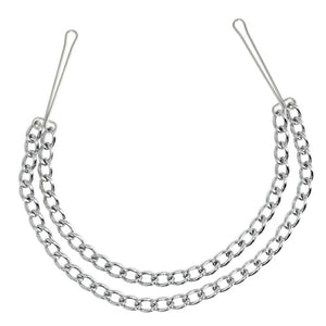 Silver Nipple Clamps With Double Chain Bondage Gear > Nipple Clamps 15.5 Inches, Both, Metal, NEWLY-IMPORTED, Nipple Clamps - So Luxe Lingerie