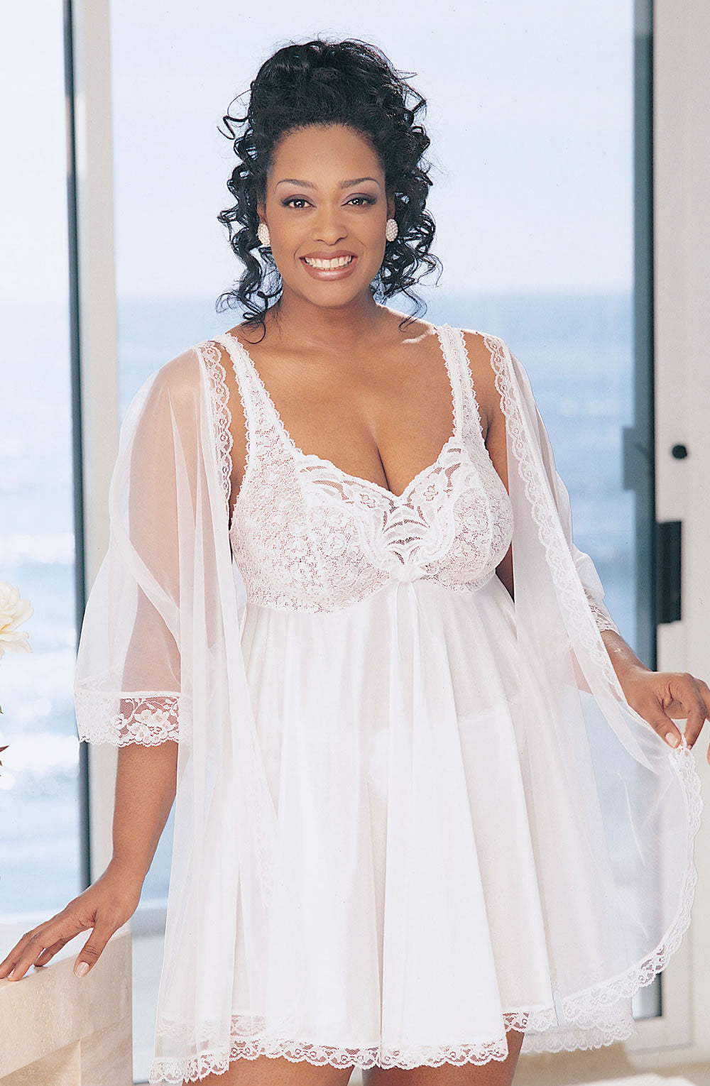 Shirley of Hollywood SoH-IA X3595 3 Piece Babydoll  Babydolls, Chemises, Honeymoon, Intimate Attitudes Collection, NEWLY-IMPORTED, Nightdresses, Nightwear, Plus Sizes, Robes, Shirley of Holly